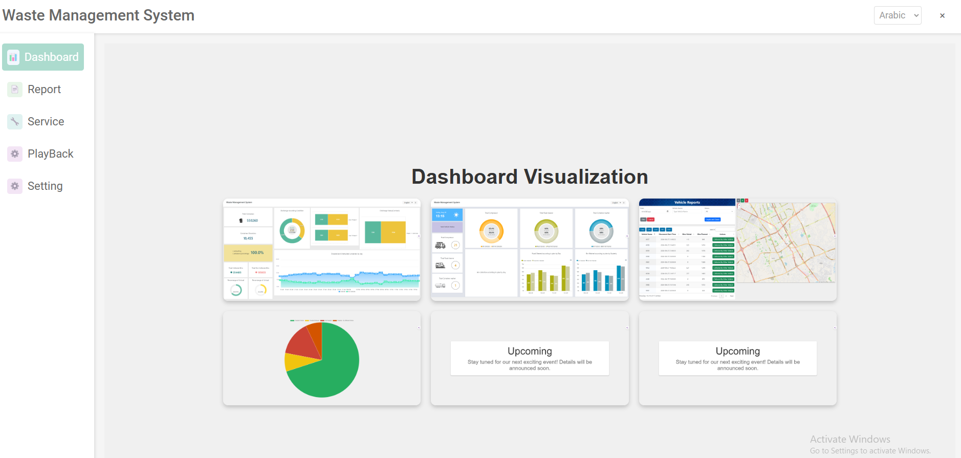 Waste Management System dashboard visualization
